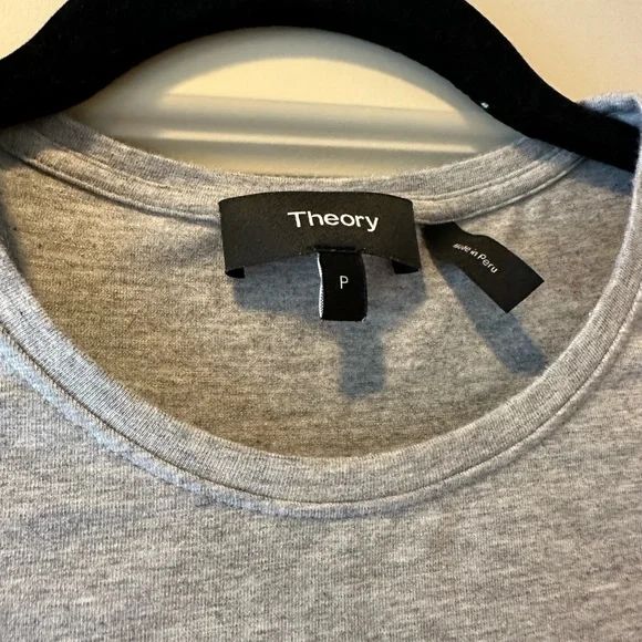 Theory Dakui Gray Tee Shirt Dress with Front tie Detail - Picture 4 of 8